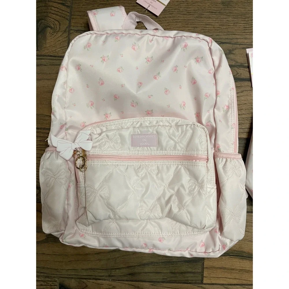 LoveShackFancy x Yoobi Pink Floral Backpack and Insulated Lunch Bag Set NWT